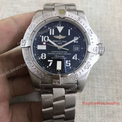 Clone Breitling Avenger Seawolf SS Black Face Watch 45mm For Man